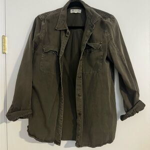 Madewell Olive Green Utility Button Down Shirt Jacket Size M